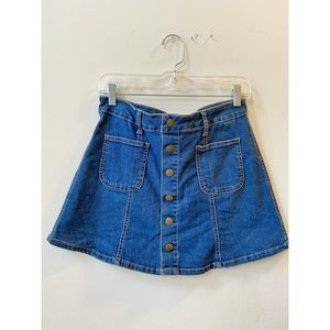 Denim Button Up Mini Skirt